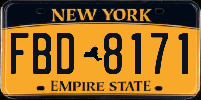 NY license plate FBD8171