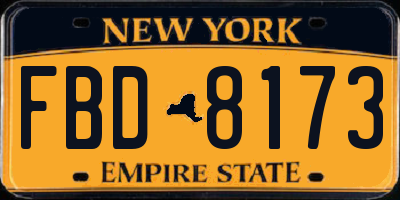 NY license plate FBD8173