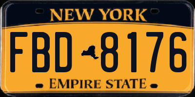 NY license plate FBD8176