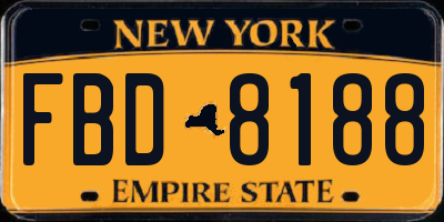 NY license plate FBD8188