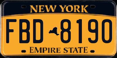 NY license plate FBD8190