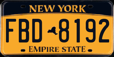 NY license plate FBD8192