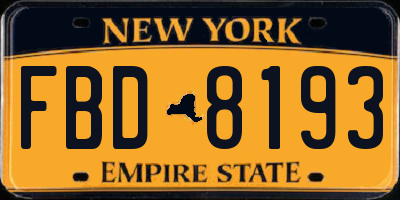 NY license plate FBD8193