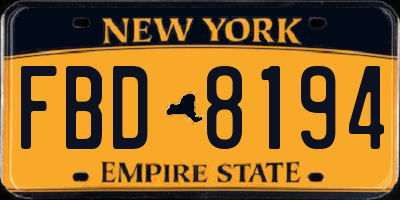 NY license plate FBD8194