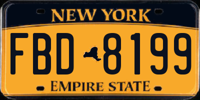NY license plate FBD8199