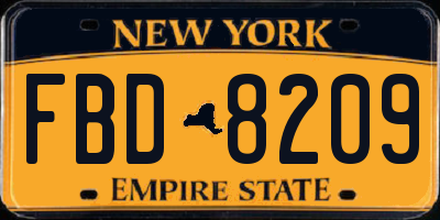 NY license plate FBD8209