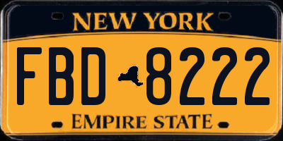 NY license plate FBD8222