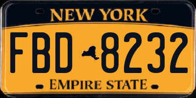 NY license plate FBD8232
