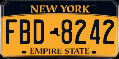 NY license plate FBD8242