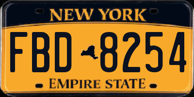 NY license plate FBD8254