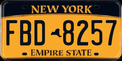 NY license plate FBD8257
