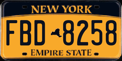 NY license plate FBD8258