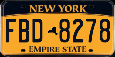 NY license plate FBD8278