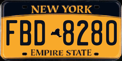 NY license plate FBD8280