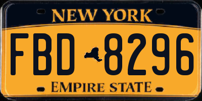NY license plate FBD8296