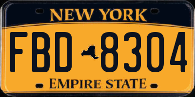 NY license plate FBD8304
