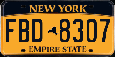 NY license plate FBD8307
