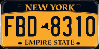 NY license plate FBD8310