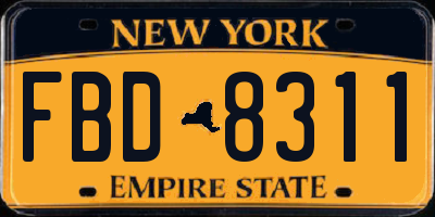 NY license plate FBD8311