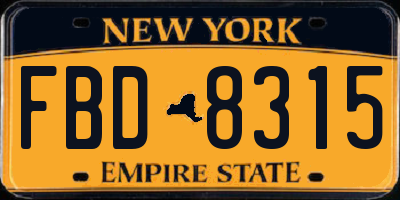 NY license plate FBD8315