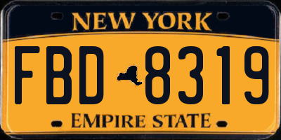 NY license plate FBD8319