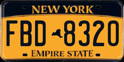 NY license plate FBD8320