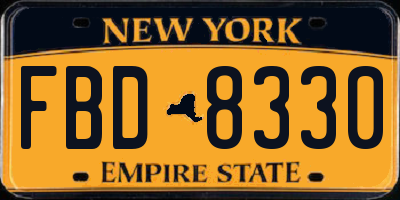 NY license plate FBD8330