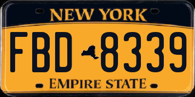 NY license plate FBD8339