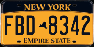 NY license plate FBD8342