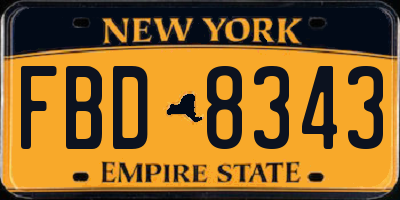 NY license plate FBD8343