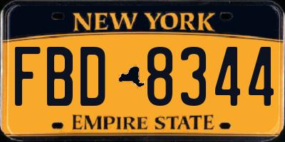 NY license plate FBD8344