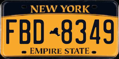 NY license plate FBD8349