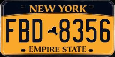 NY license plate FBD8356