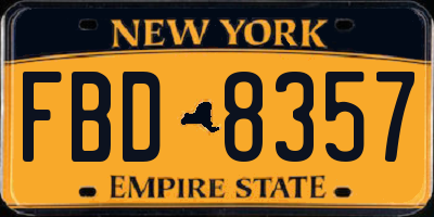 NY license plate FBD8357