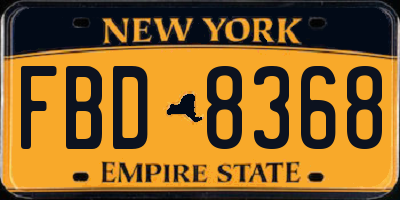 NY license plate FBD8368