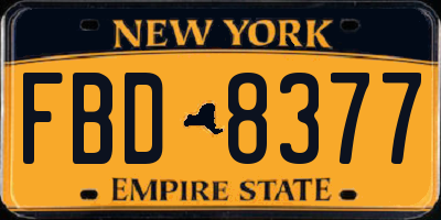 NY license plate FBD8377