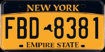 NY license plate FBD8381