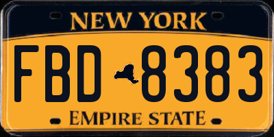 NY license plate FBD8383