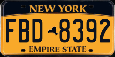 NY license plate FBD8392