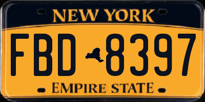 NY license plate FBD8397