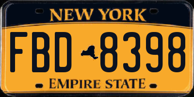 NY license plate FBD8398
