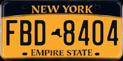 NY license plate FBD8404