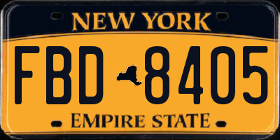 NY license plate FBD8405