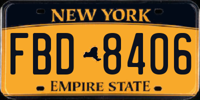 NY license plate FBD8406