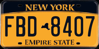 NY license plate FBD8407