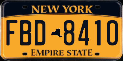 NY license plate FBD8410