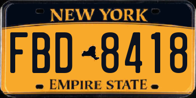 NY license plate FBD8418