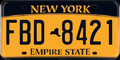 NY license plate FBD8421