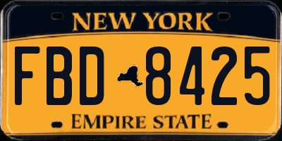 NY license plate FBD8425