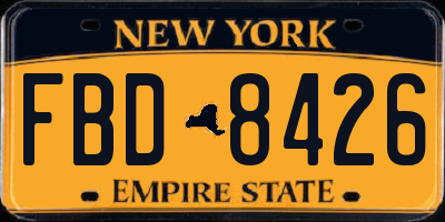 NY license plate FBD8426